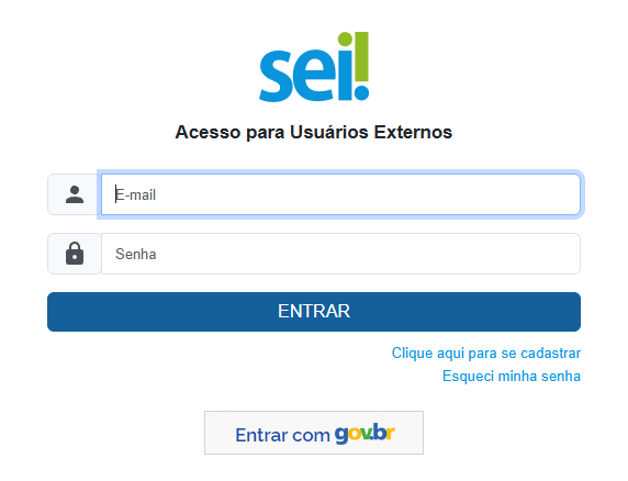 Acessar o SEI - Acesso para Usuários Externos